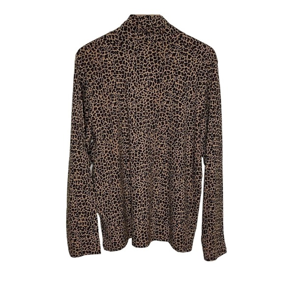 NWOT J.Crew Brown Leopard Print Turtleneck Blouse 2XL Long Sleeve Top Casual - Picture 7 of 7